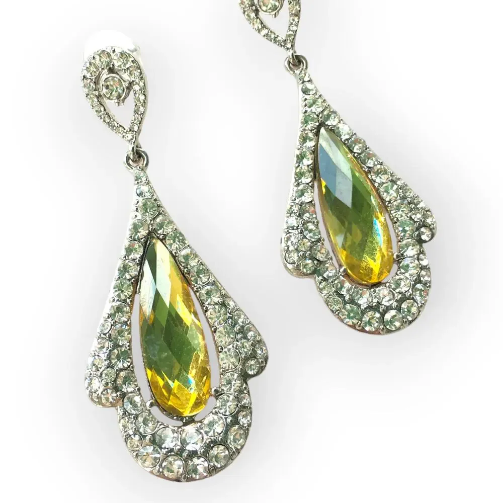 Stunning lemon and ice rhinestone statement earrings